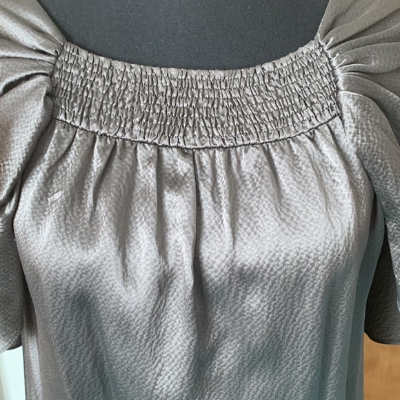 BCBGMaxAzria Woven Silk Top - Textured Silk Draped Cowl Back - Picture 3 of 9